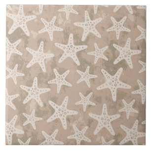 Starfish Pattern Blue Ceramic Tile