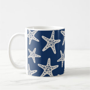 Starfish Pattern Blue Coffee Mug