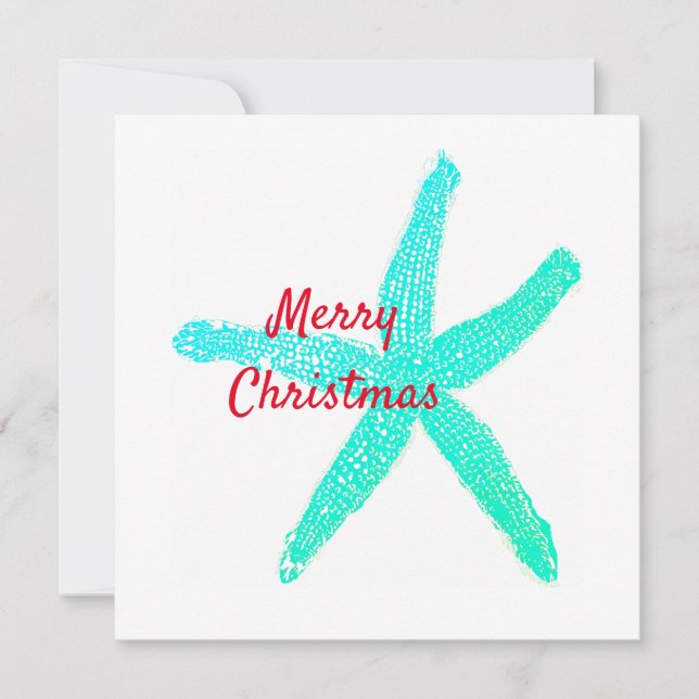 Starfish Pattern Green Blue Red Merry Christmas (Front)