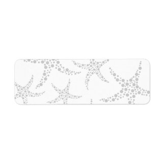 Starfish Pattern in Light Grey and White Return Address Label