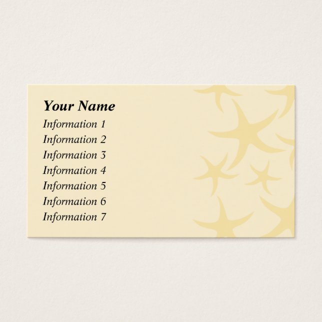 Starfish Pattern in Pastel Yellow. (Front)