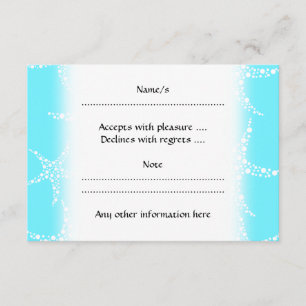 Starfish Pattern in Turquoise and White. RSVP Card