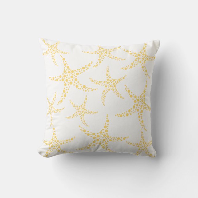 Starfish Pattern in Yellow and White. Cushion (Front)