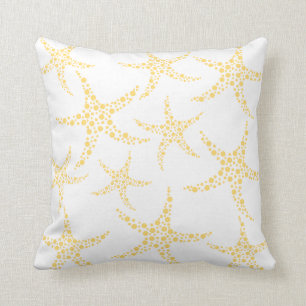 Starfish Pattern in Yellow and White. Cushion