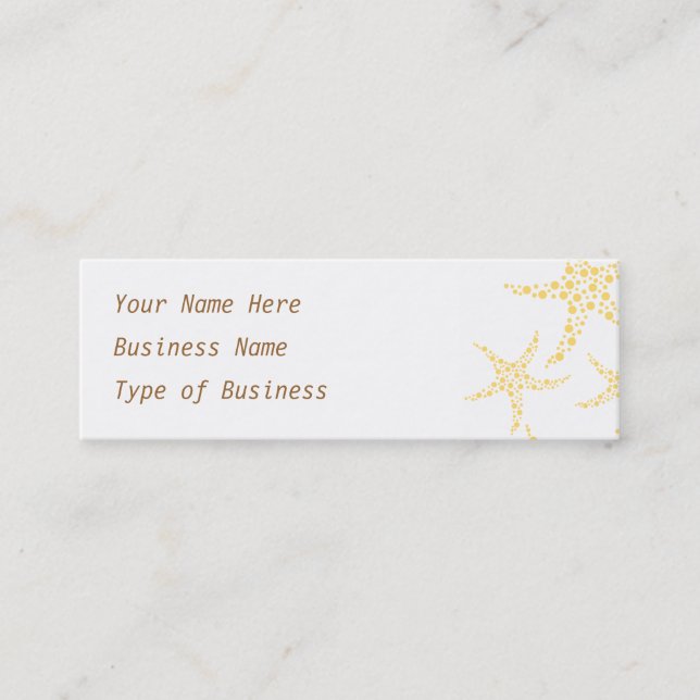 Starfish Pattern in Yellow and White. Mini Business Card (Front)