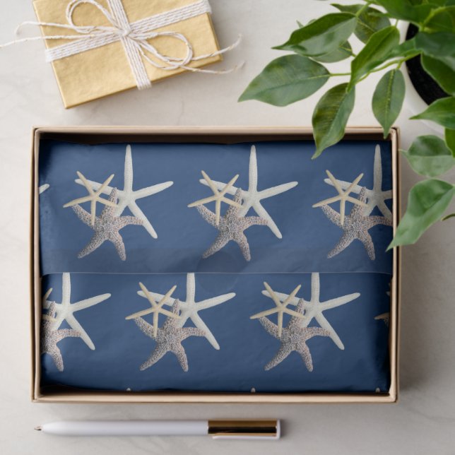 Starfish Pattern Navy Blue Tissue Paper (Gift)
