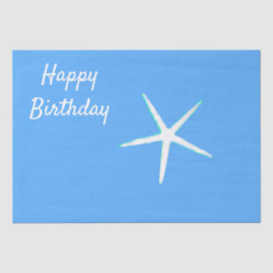 Starfish Patterns Happy Birthday Nautical Blue Tissue Paper