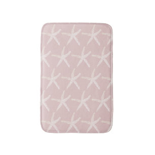 Starfish Patterns Nautical Beach Pink Peach White Bath Mat