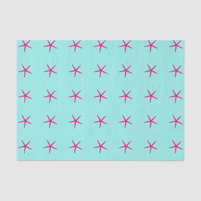 Starfish Patterns Pink Teal Blue Custom Birthdays  Tissue Paper (Front)