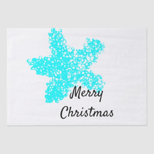 Starfish Patterns Teal Aqua White Merry Christmas Tissue Paper (Front)
