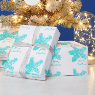 Starfish Patterns White Teal Blue Merry Christmas Wrapping Paper