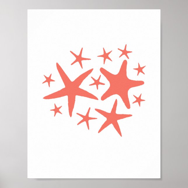 Starfish Peach Beach Decor Watercolor Painting (Front)