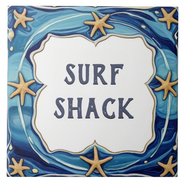 Starfish Personalised Beach Business Name Sign Ceramic Tile (Front)
