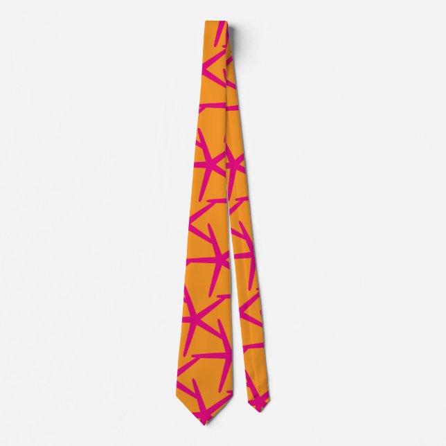 Starfish Pink Orange Nautical Beach Style Colourfu Tie (Front)