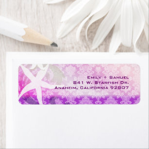 Starfish Purple Beach Wedding Return Address Label