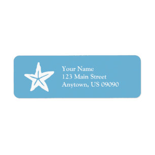 Starfish Return Address Label (Sky Blue / White)