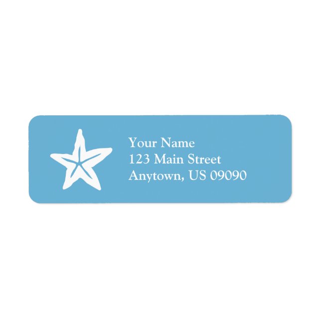 Starfish Return Address Label (Sky Blue / White) (Front)