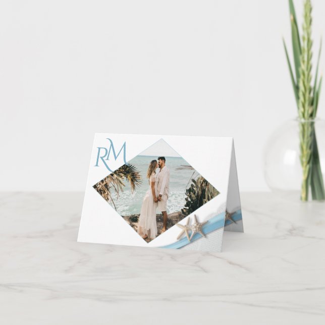 Starfish Ribbon Diamond with Photo Thank You Card (Front)