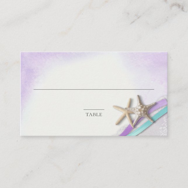 Starfish Ribbon Orchid and Turquoise Place card (Front)