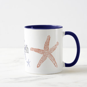 Starfish ringer mug - navy blue 11 oz.