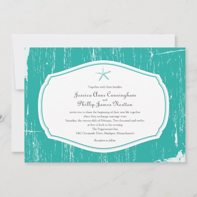 Starfish Rustic Beach Wedding Invitation (Front)