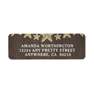 Starfish Rustic Beach Wood Wedding Address Labels