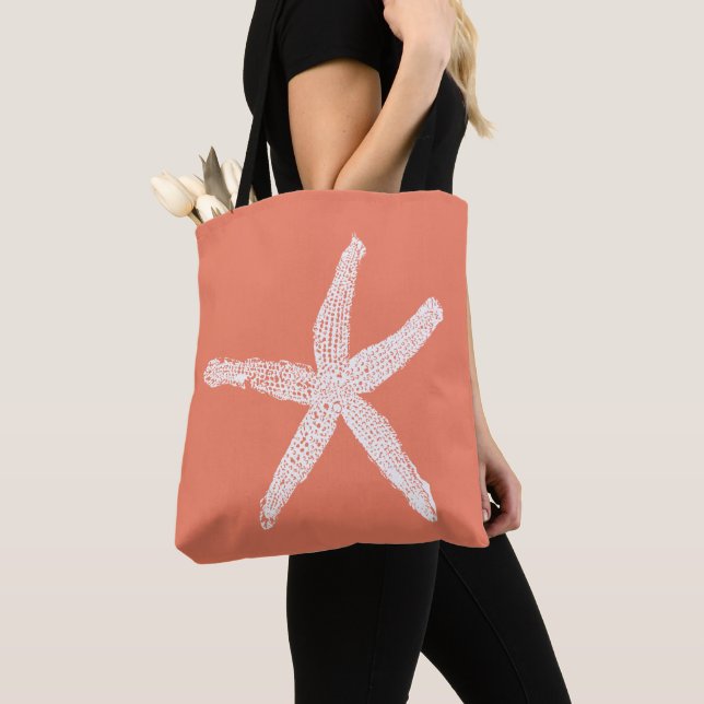 Starfish Salmon Pink Orange Mother's Day Gift Tote Bag (Close Up)