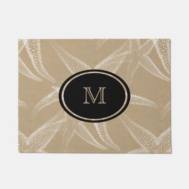 Starfish Sand Beach Monogram Doormat (Front)