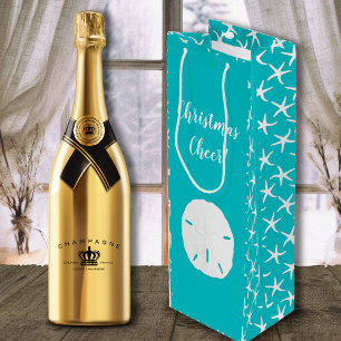 Starfish Sand Dollar All Occasion Aqua Wine Gift Bag