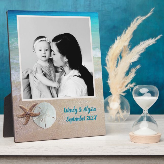 Starfish Sand Dollar Family Photo Keepsake Plaque (Side)