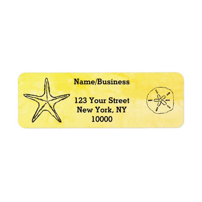 Starfish Sand Dollar Old Paper Custom Return Address Label (Front)