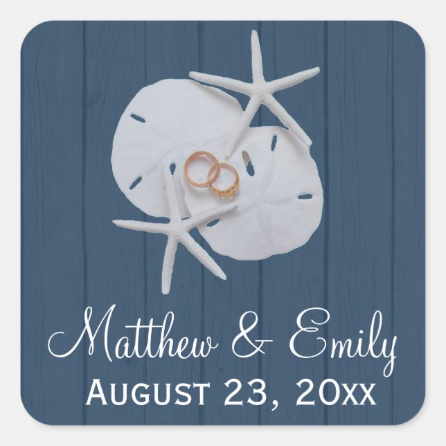 Starfish Sand Dollar Wedding Favour Stickers (Front)