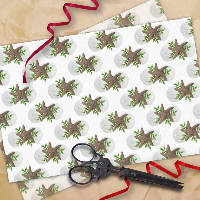 Starfish Sand Dollars Tropical Christmas Pattern Tissue Paper (Creator Uploaded)