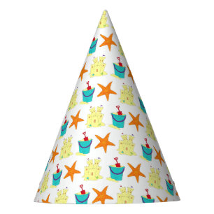 Starfish Sandcastle Beach Pail Summer Vacation Fun Party Hat