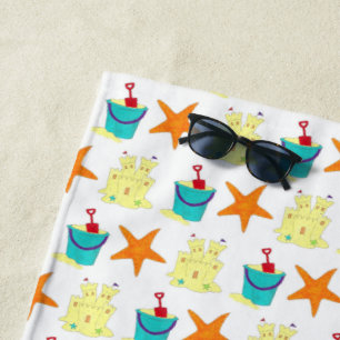 Starfish Sandcastle Beach Pail Summer Vacation Toy Beach Towel
