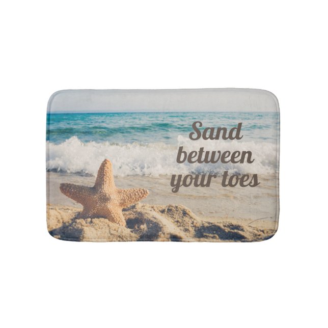 Starfish Sandy Beach Ocean Sand Between Toes Bath Mat (Front)