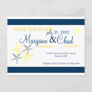 Starfish Save the Date Postcard