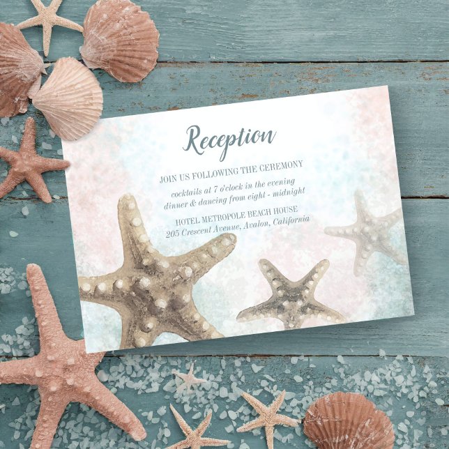 Starfish Sea Nautical Beach Wedding Reception Card (Creator Uploaded)