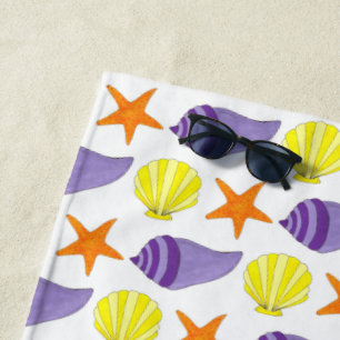 Starfish Sea Shells Beach Ocean Vacation Yellow Towel