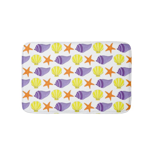Starfish Sea Shells Seashore Beach House Vacation Bath Mat (Front)