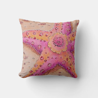 Starfish, sea star creature on sand, pretty animal cushion