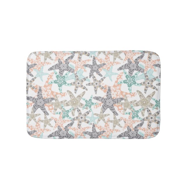 Starfish Seamless Pattern Bath Mat (Front)