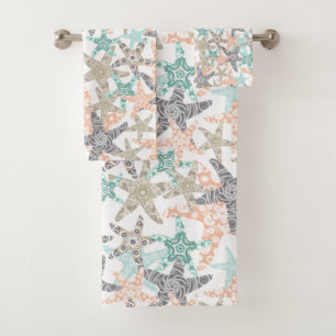 Starfish Seamless Pattern Bath Towel Set