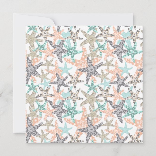 Starfish Seamless Pattern Holiday Card (Front)
