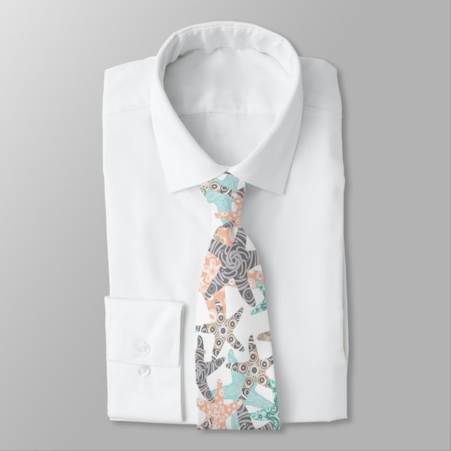Starfish Seamless Repeat Pattern Neck Tie (Tied)