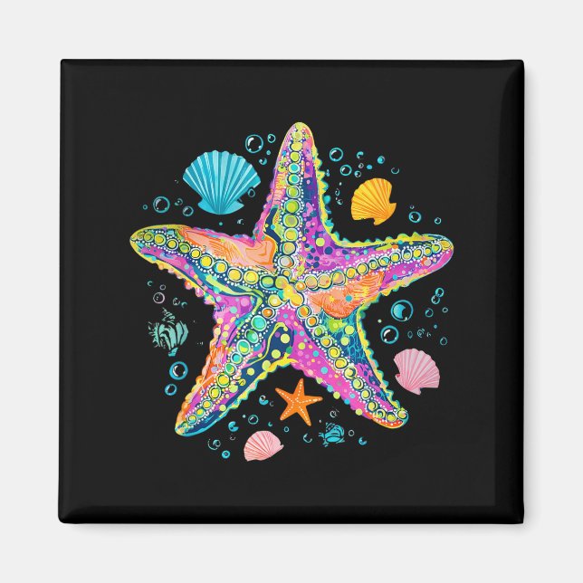Starfish Seashell Hawaii Beach Funny Summer Magnet (Front)