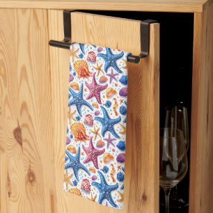 Starfish Seashell Nautical Summer Kitchen Towel
