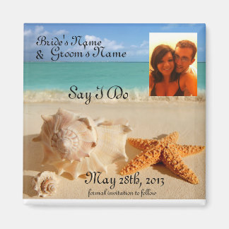 Starfish&Seashells beach save the date pic magnet