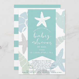 Starfish & Seashells Turquoise Baby Shower by Mail Invitation