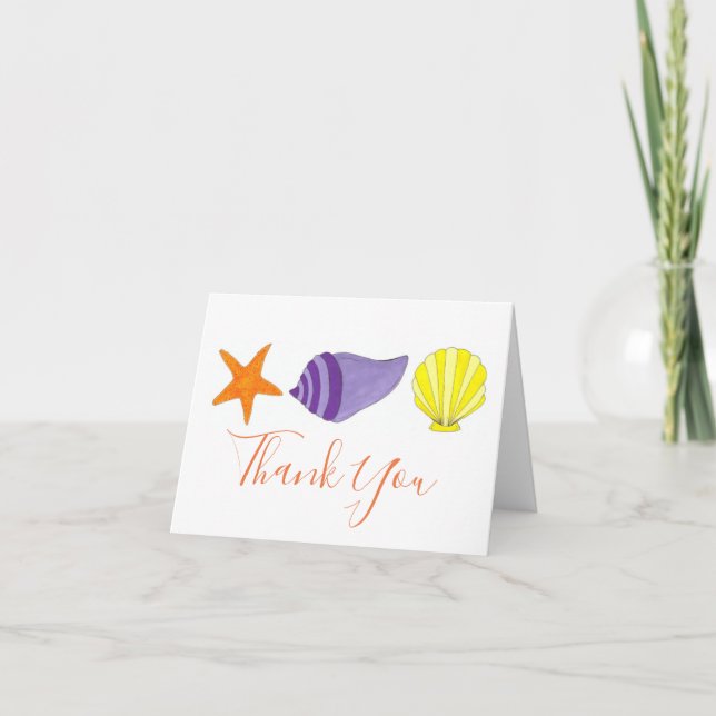 Starfish Shells Beach Ocean Vacation Thank You Card (Front)
